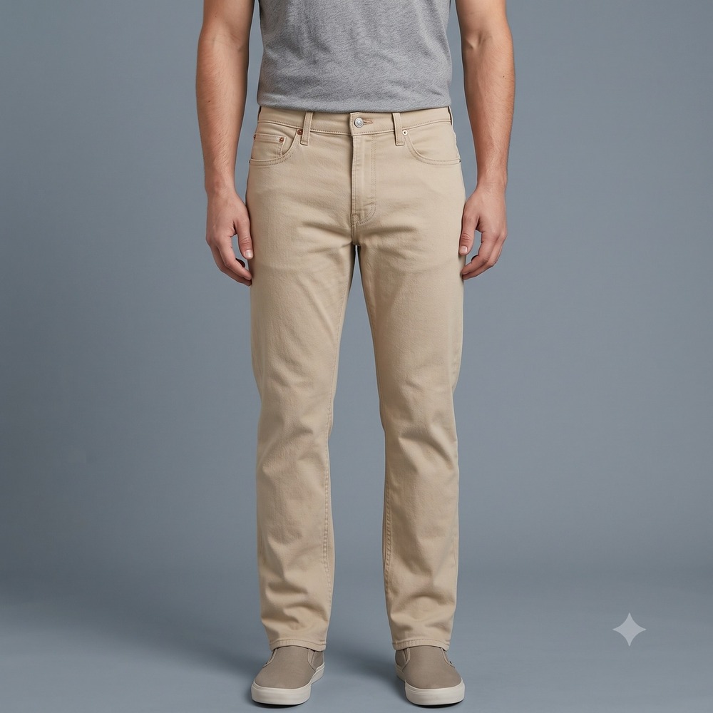 Levi's 505 Regular Fit Jeans Men's 34x30 Tan Beige‎ Khaki Cotton Denim EUC